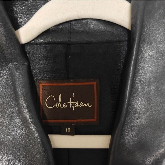 Cole Haan Lamb Skin Black Leather Jacket size 10 - Picture 13 of 13